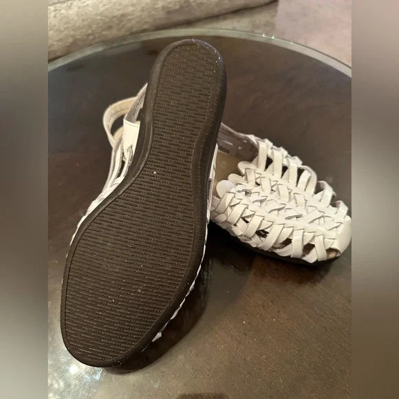 NEW Softspots Tobago Huarache Sling Woven Leather Sandal White SZ 9.5 - 10WW