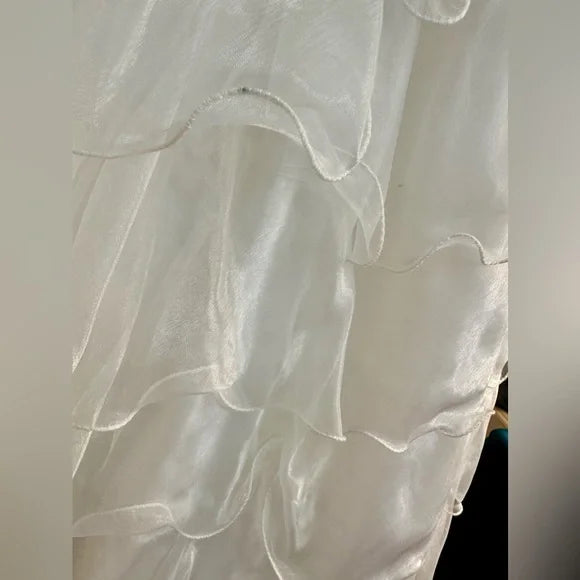 Le Gala by Tony Bowls White Mermaid Formal Prom Wedding Pageant Dress Size 2 EuC