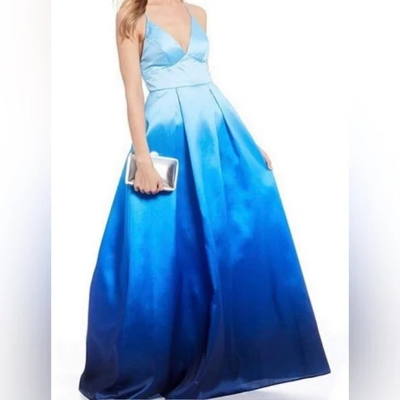 B. Darlin Size 1/2 Blue Ombré Sleeveless Formal Dress w/ Pockets EUC