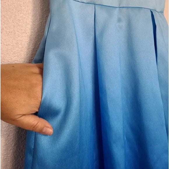 B. Darlin Size 1/2 Blue Ombré Sleeveless Formal Dress w/ Pockets EUC
