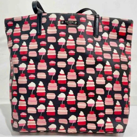 Kate Spade TAKE THE CAKE BON SHOPPER Large Tote Cupcake Bag Purse Macaroon