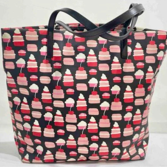 Kate Spade TAKE THE CAKE BON SHOPPER Large Tote Cupcake Bag Purse Macaroon