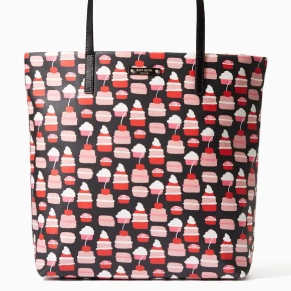 Kate Spade TAKE THE CAKE BON SHOPPER Large Tote Cupcake Bag Purse Macaroon