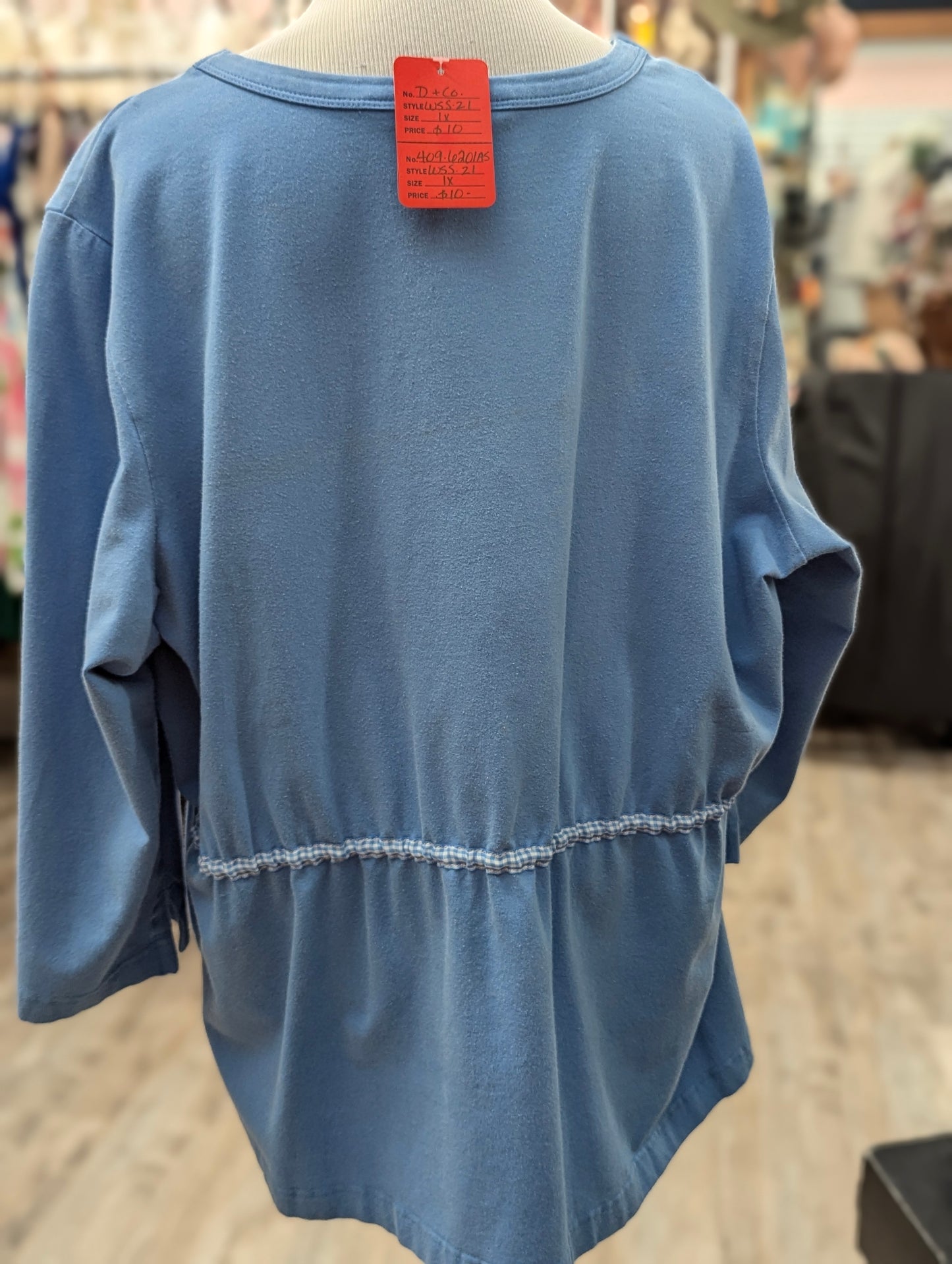 D & Co Blue 3/4 Sleeve in 1X