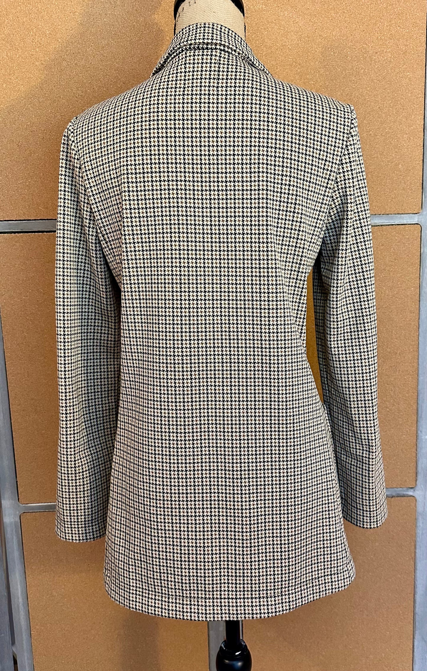 A New Day Houndstooth Blazer Women’s Small Brown Taupe Longline Jacket Lined