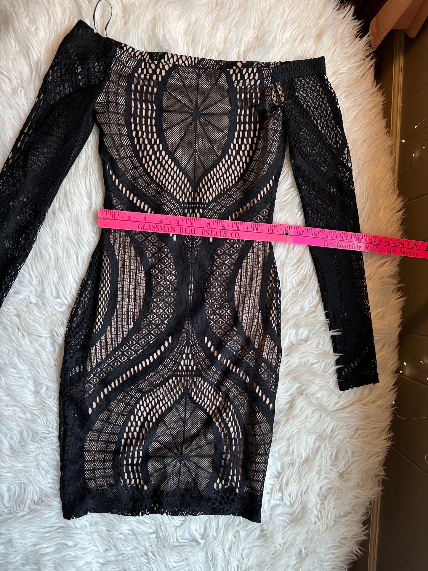 GBG Los Angeles “Spiderella” Nude/ Black Lace Web Dress Costume – Size XS