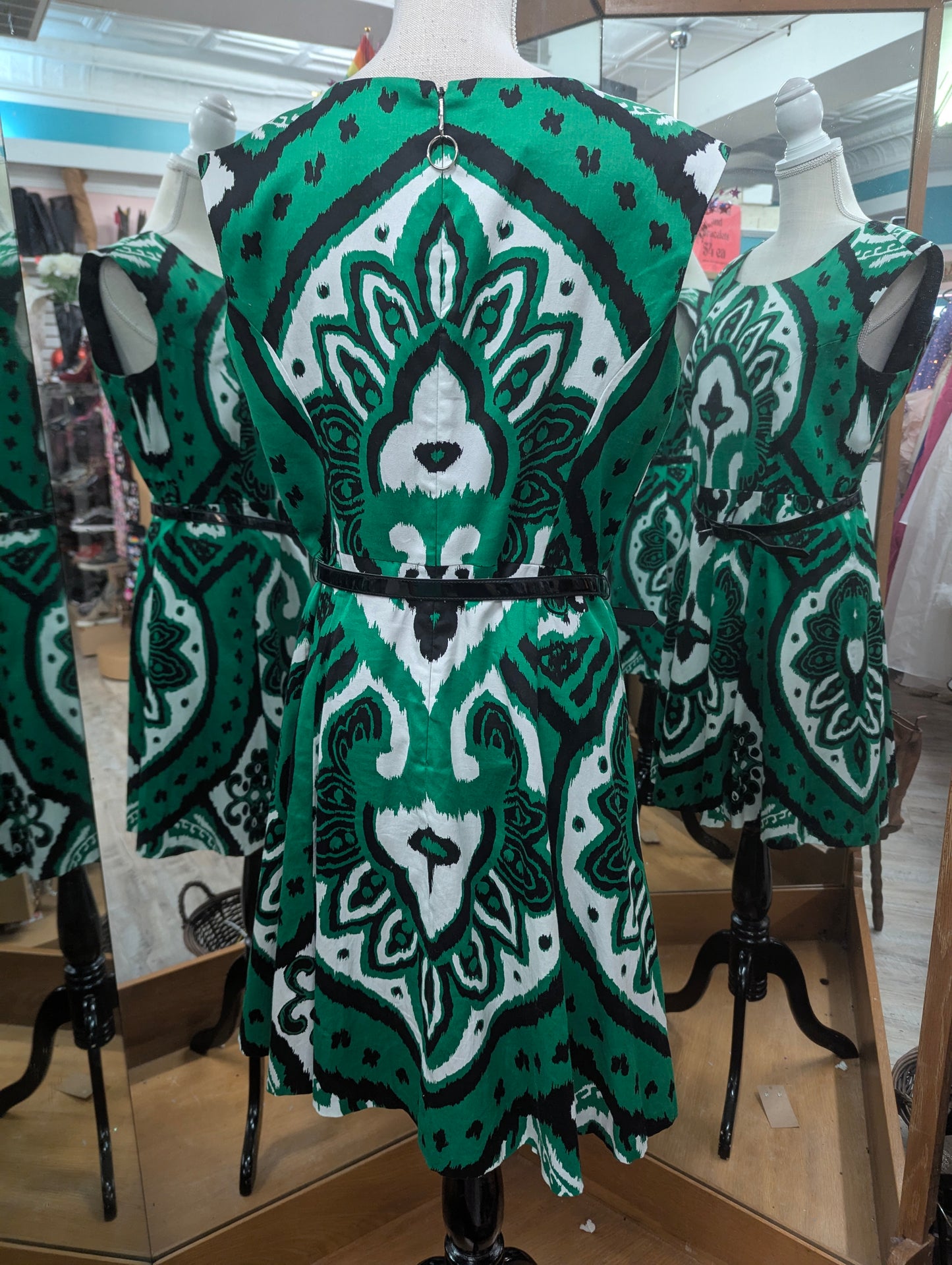 INC Green and Black Dress in 14