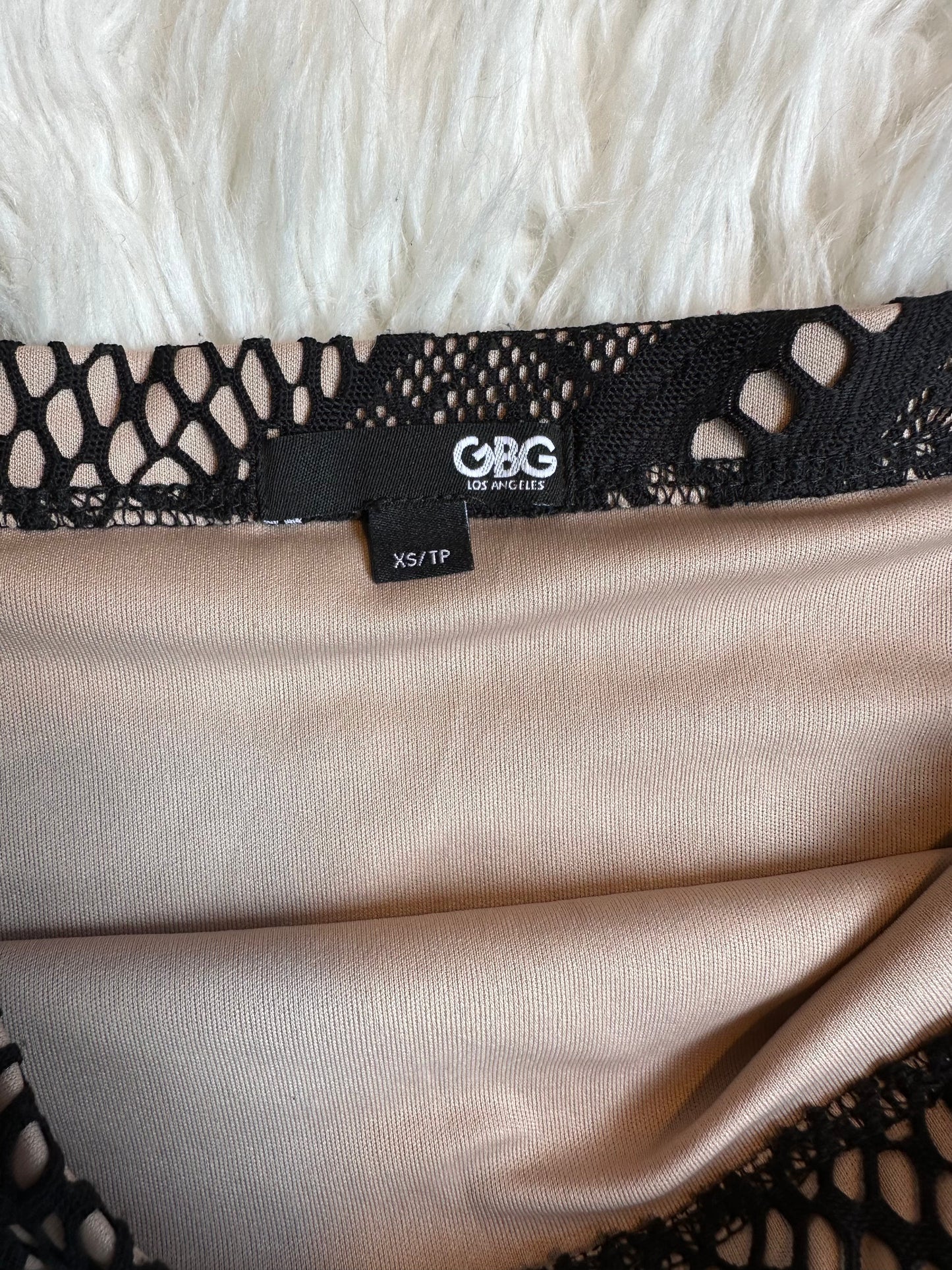 GBG Los Angeles “Spiderella” Nude/ Black Lace Web Dress Costume – Size XS