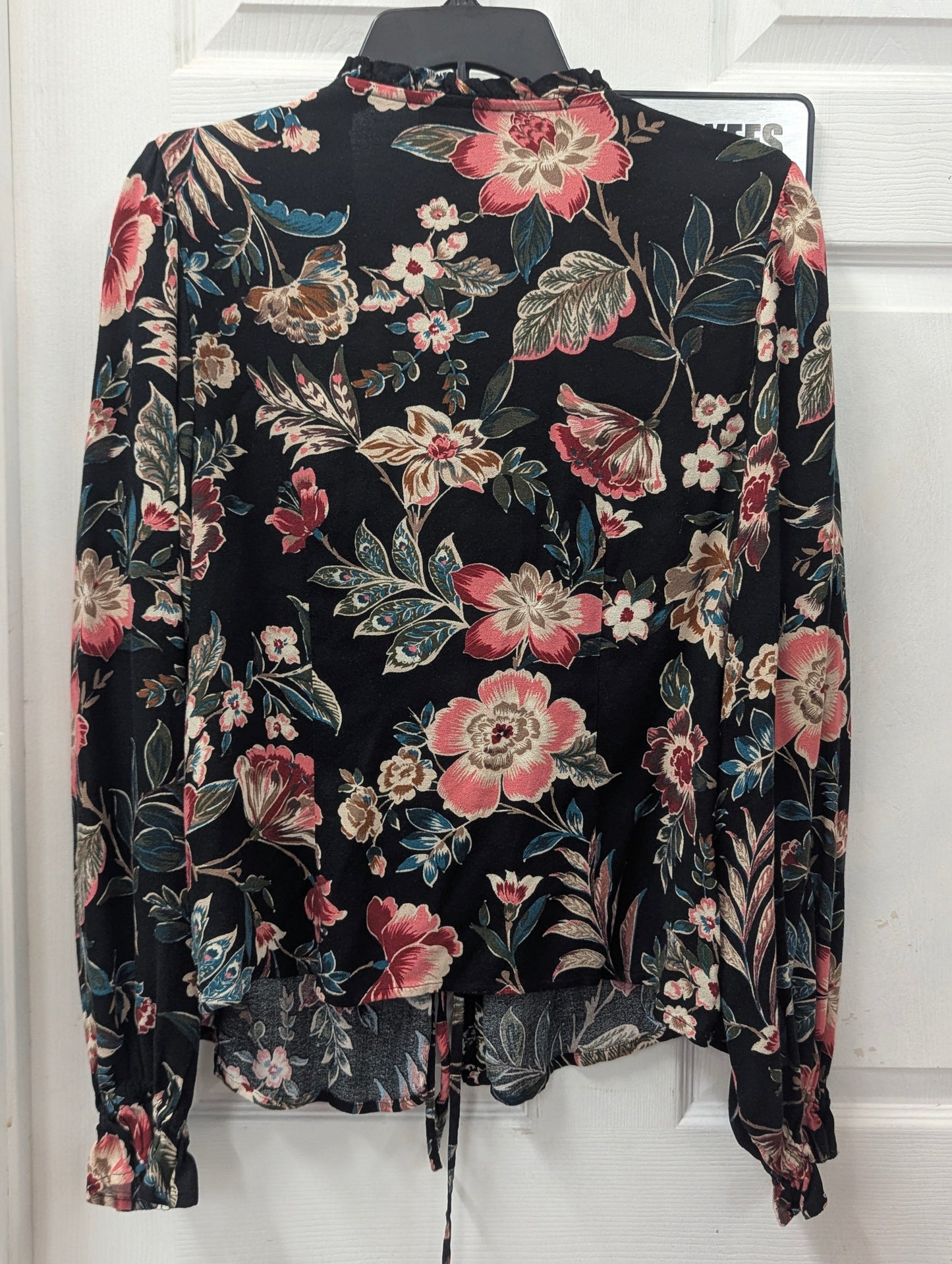 Black Floral Wrap Top By Jessica Simpson XL