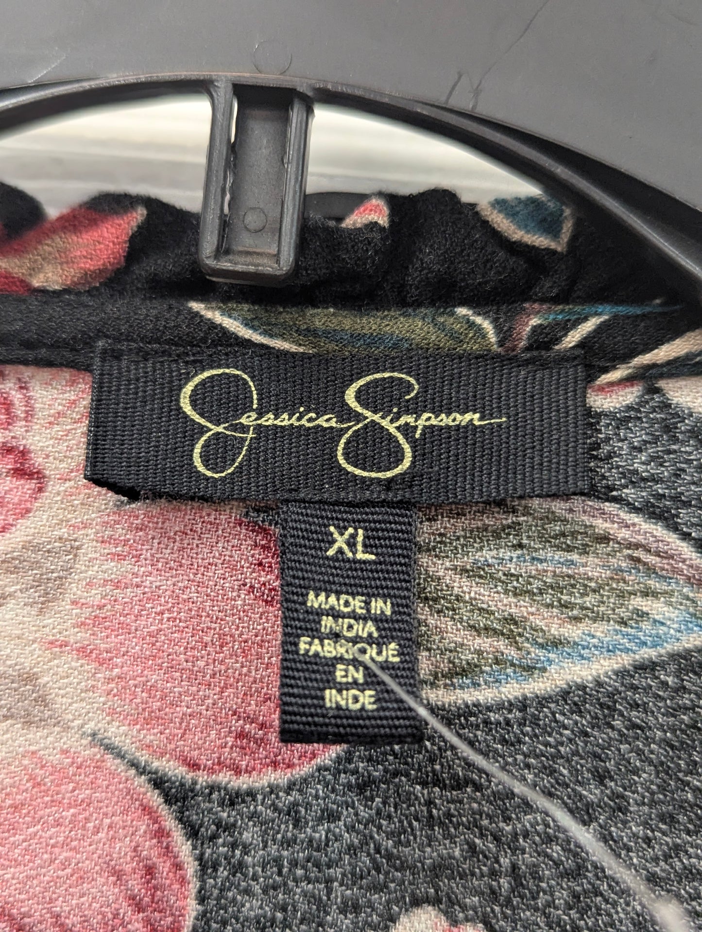 Black Floral Wrap Top By Jessica Simpson XL