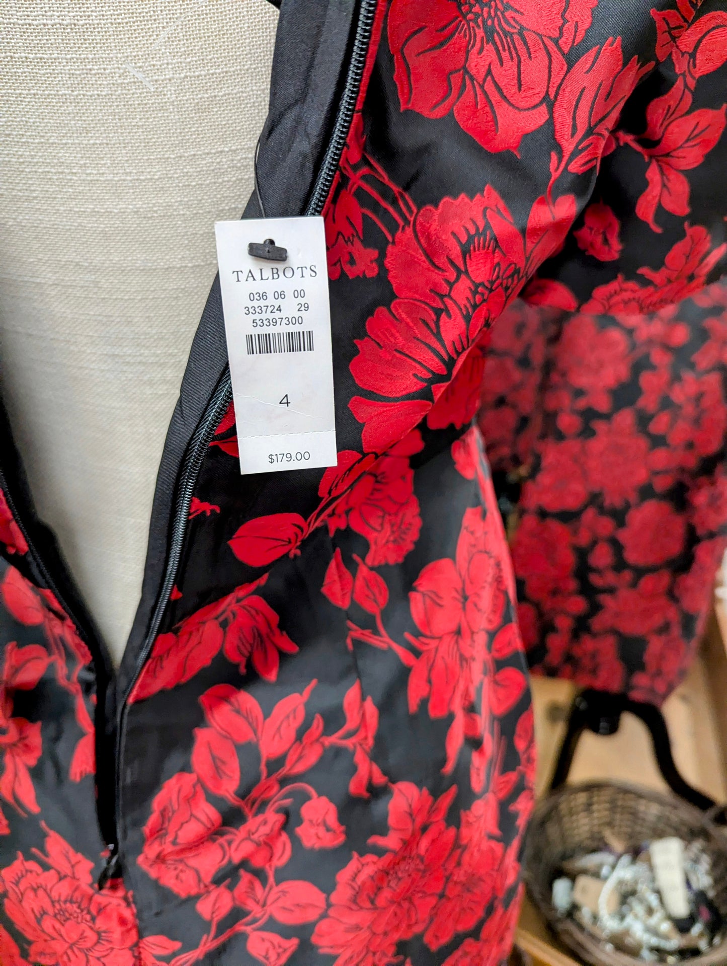 NWT, TALBOT'S Size 4 Beautiful Red and Black Dress