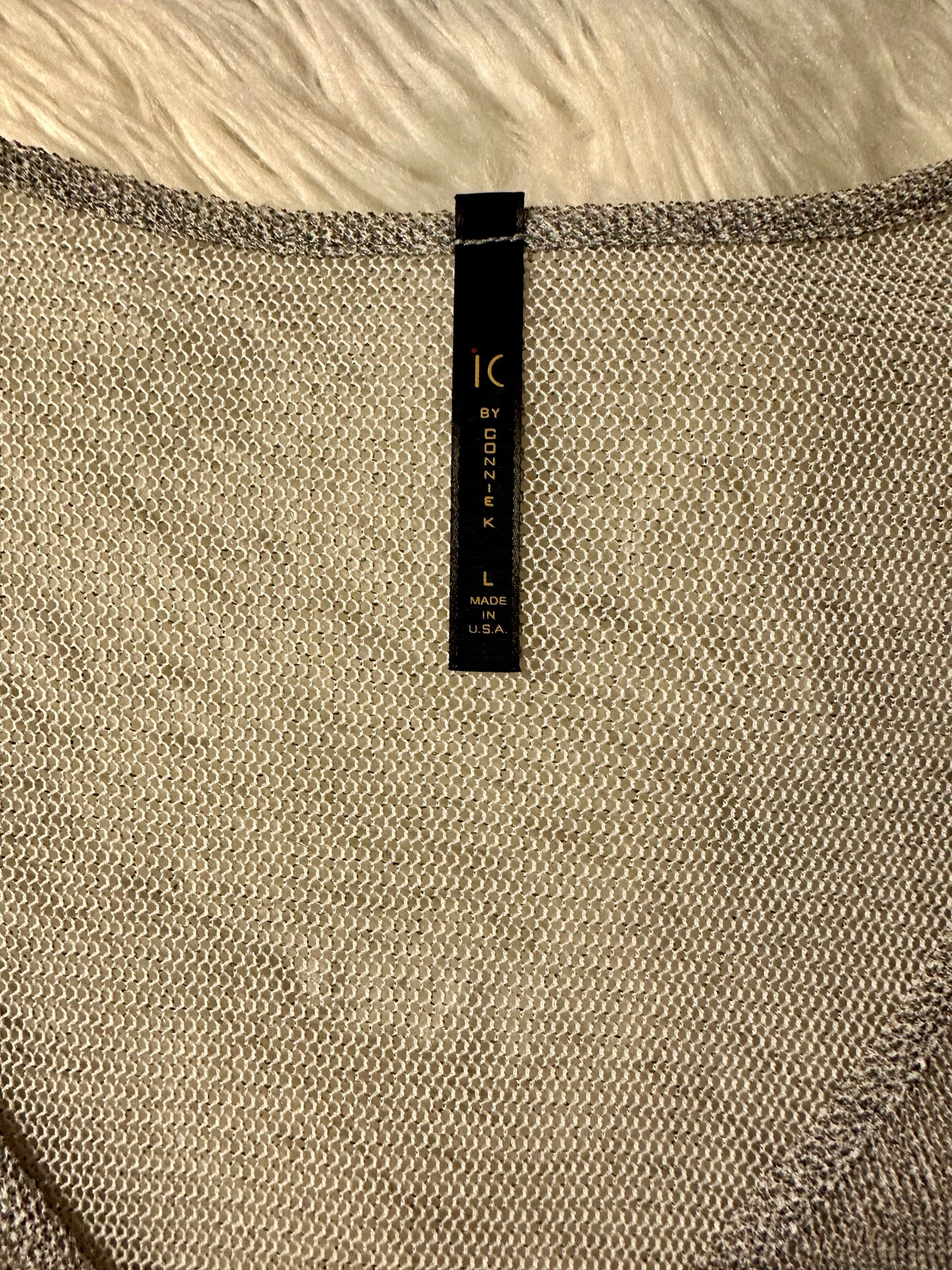 IC by Connie K Silver Mesh 3-Piece Oversized Lounge Set L | Top & Lined Pants