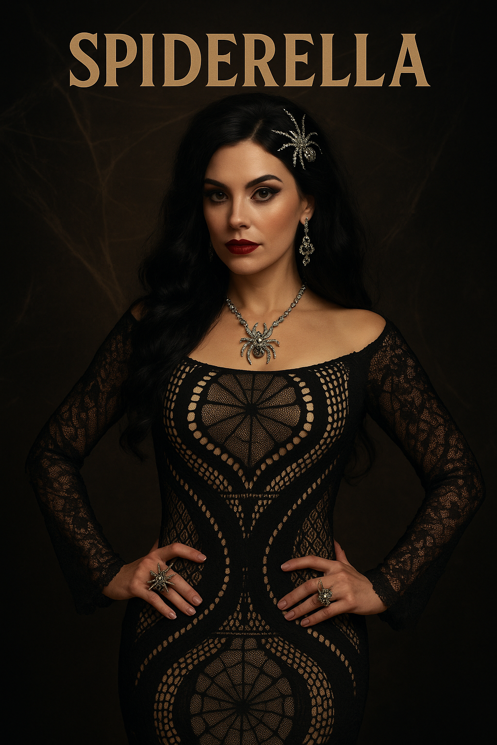 GBG Los Angeles “Spiderella” Nude/ Black Lace Web Dress Costume – Size XS
