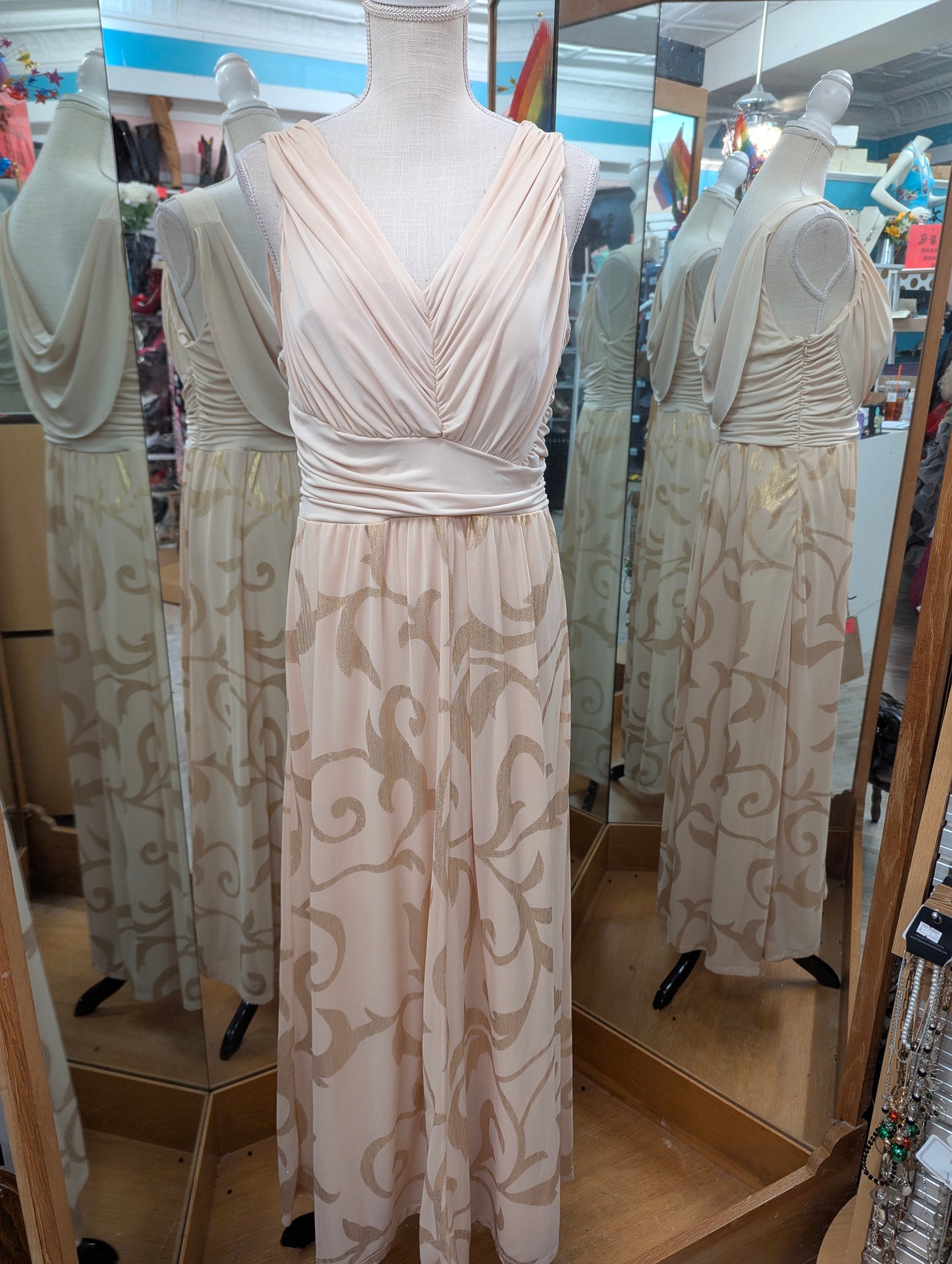 Sangria Beige Tank Gown in 16