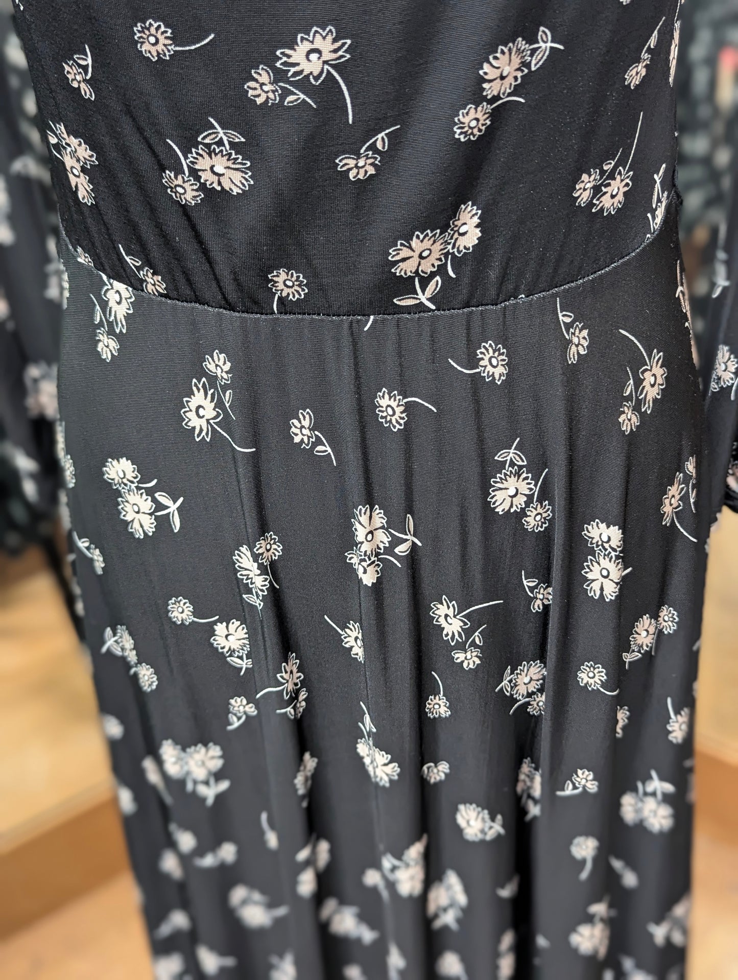 Max Mara Black Floral Cowl Neck Long Sleeve Dress in S