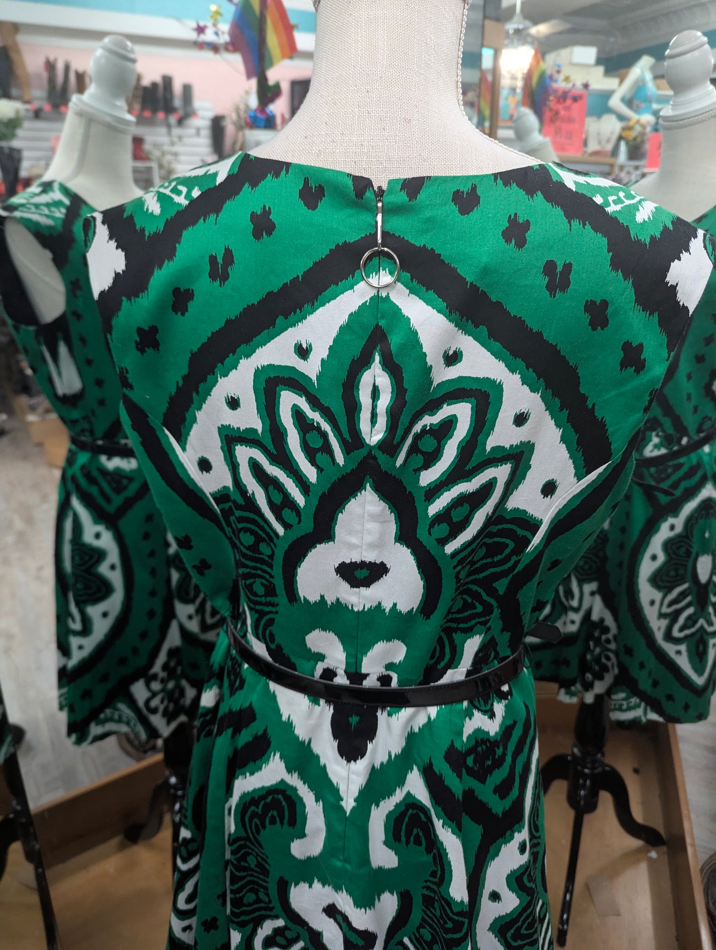 INC Green and Black Dress in 14