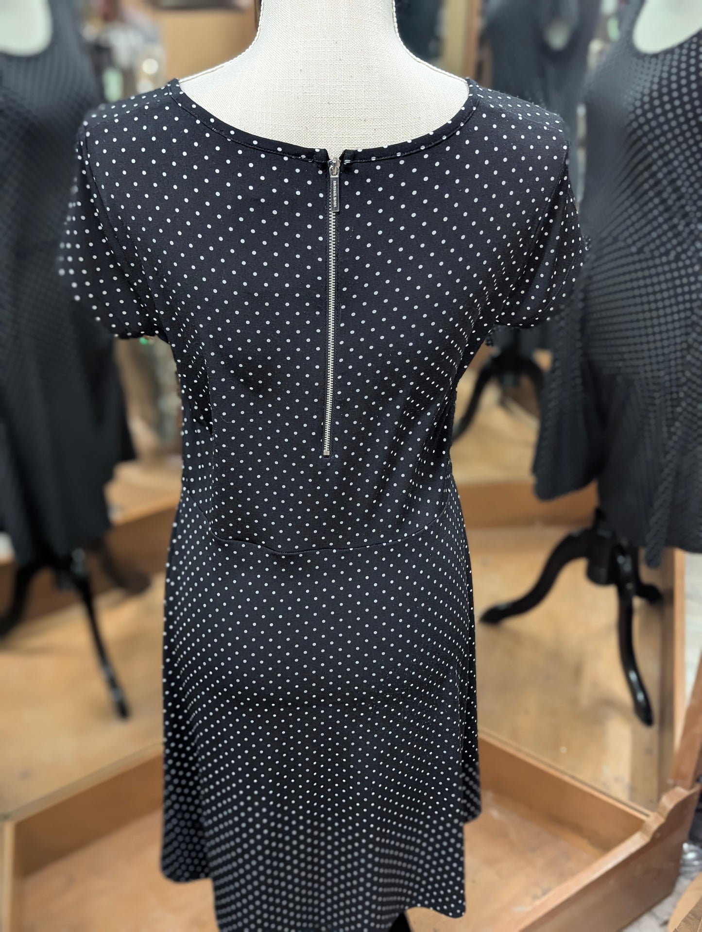 Michael Kors Black Polka Dot Short Sleeve Dress in M