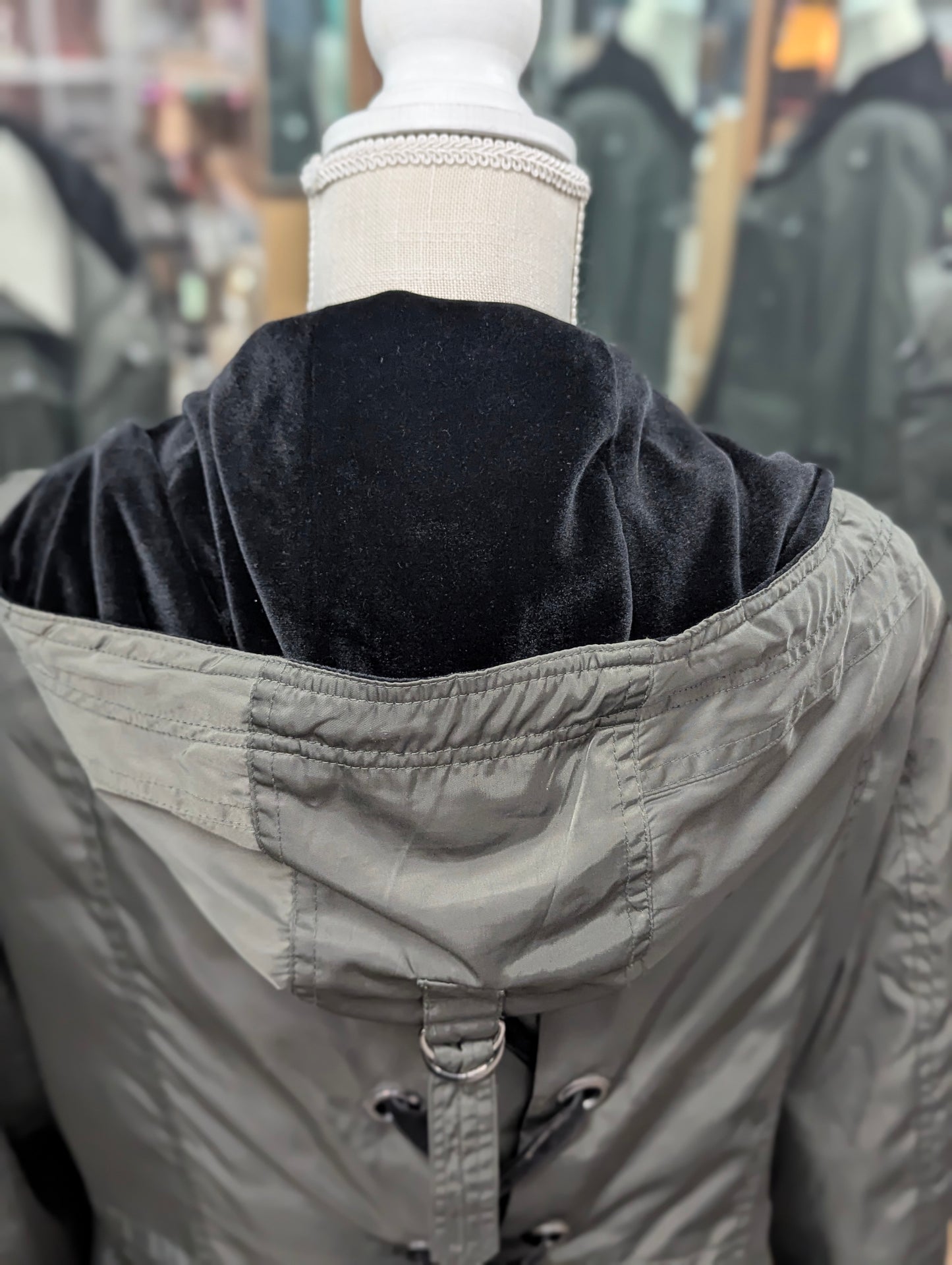 Steve Madden Olive Utility Jacket with Velvet Lining in S