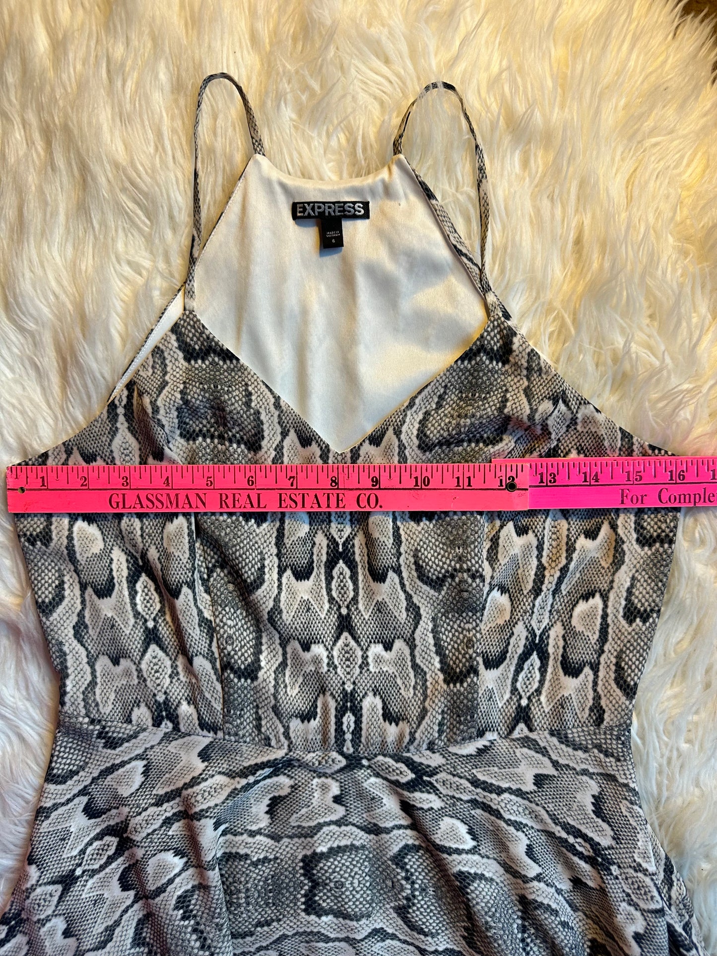 Express Python Snake Print Lined Halter Mini Dress Size 6 Side Zip Polyester