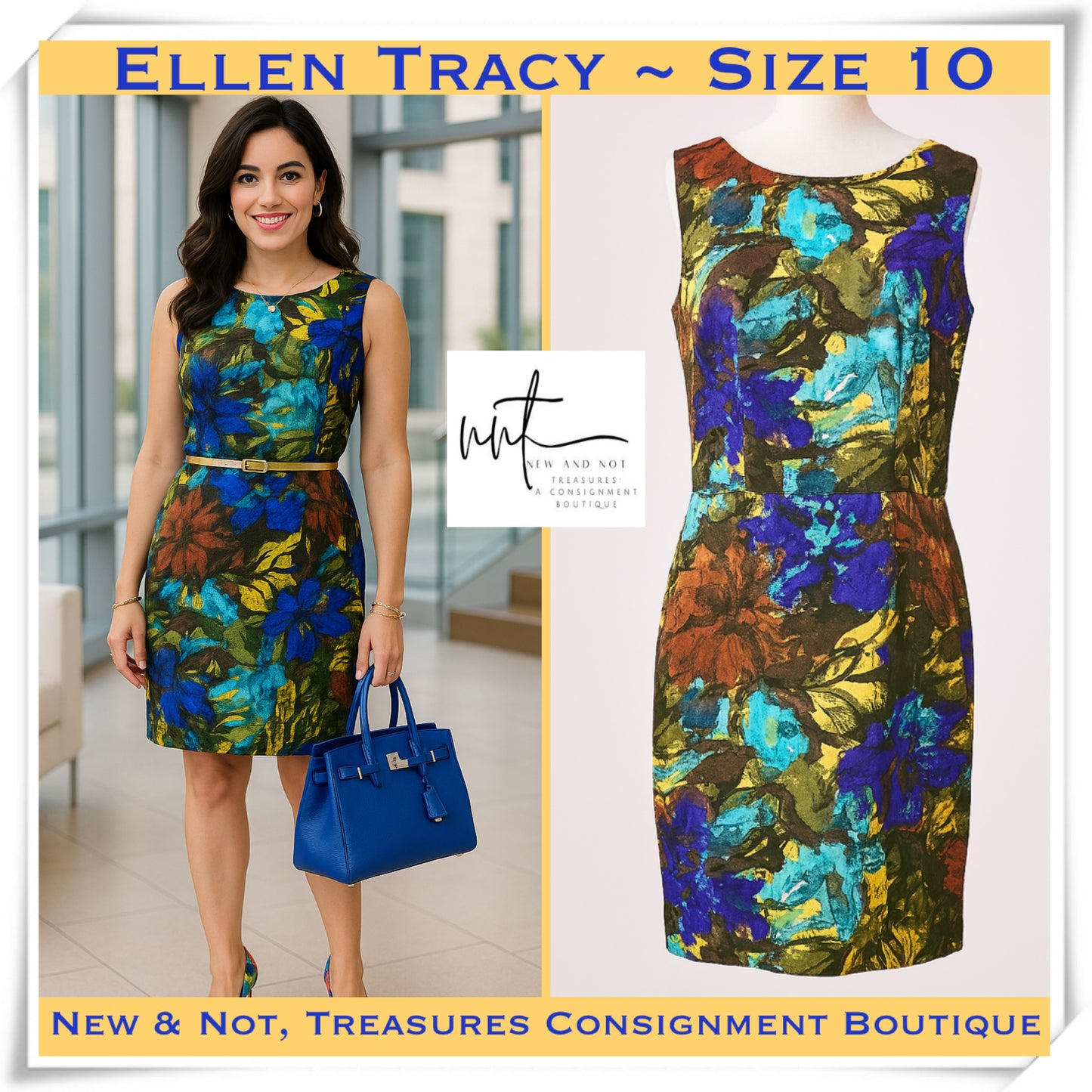 ELLEN TRACY Size 10 EUC Women's Midi Dress