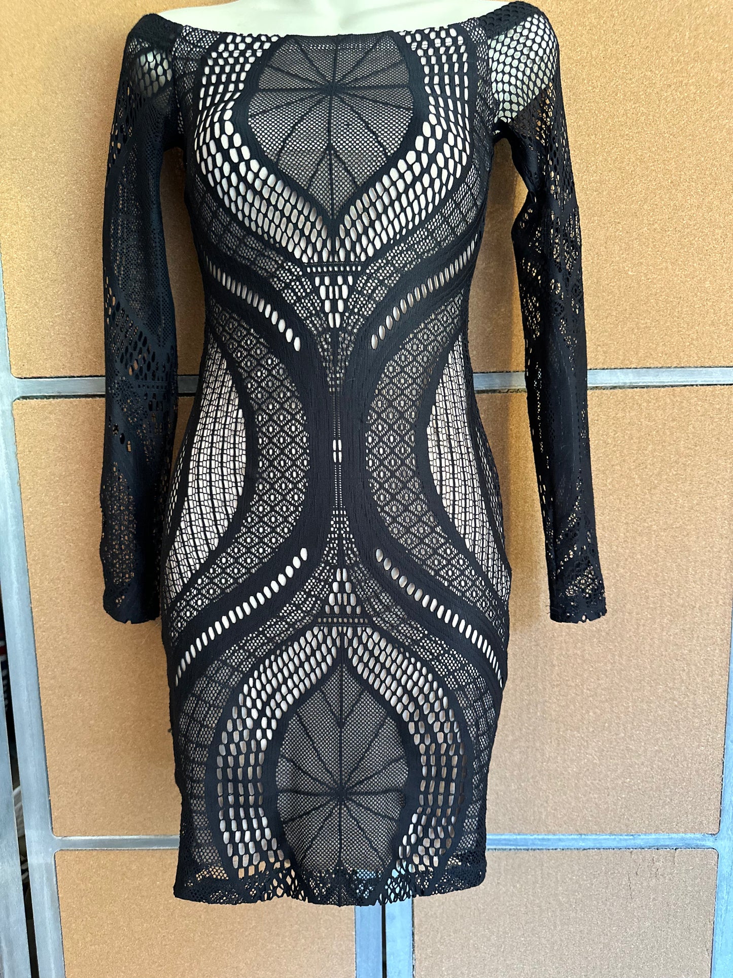 GBG Los Angeles “Spiderella” Nude/ Black Lace Web Dress Costume – Size XS