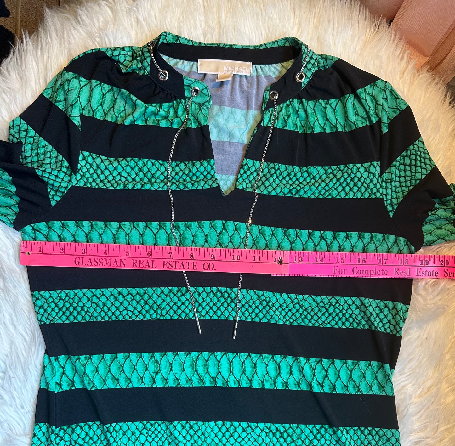 Michael Kors Green Black Snakeskin Print Tunic Dress Size M – Read Details