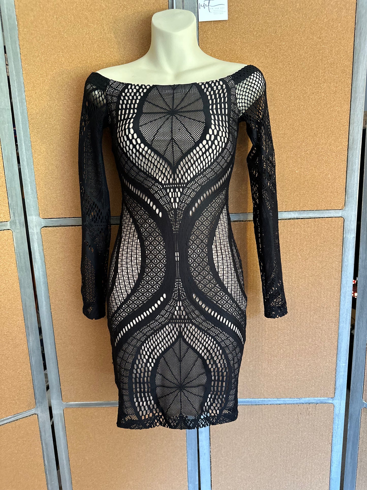 GBG Los Angeles “Spiderella” Nude/ Black Lace Web Dress Costume – Size XS