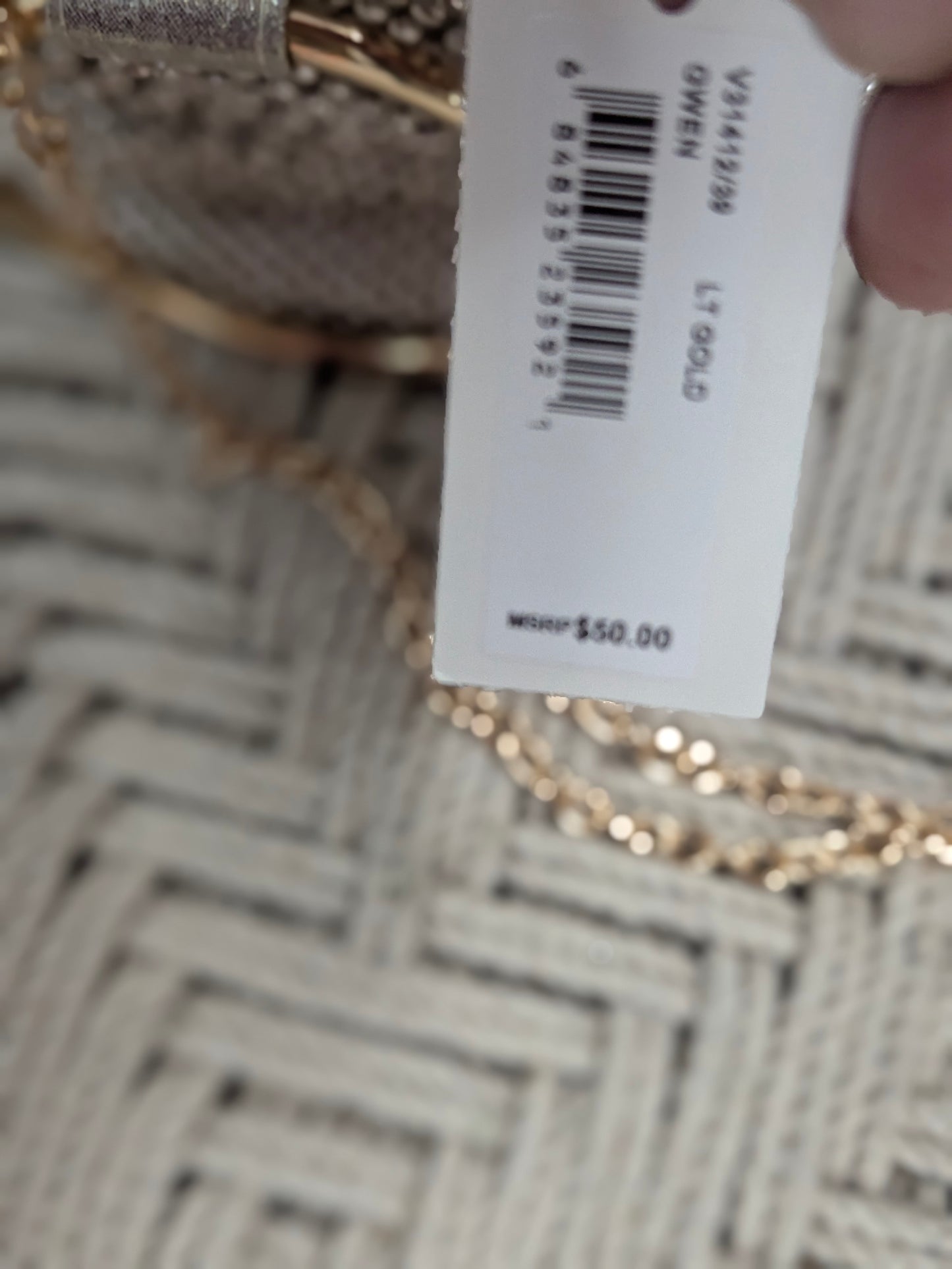 Jessica McClintock Gold Gwen Ball Mesh Ring Wristlet Pouch NWT Evening Bag