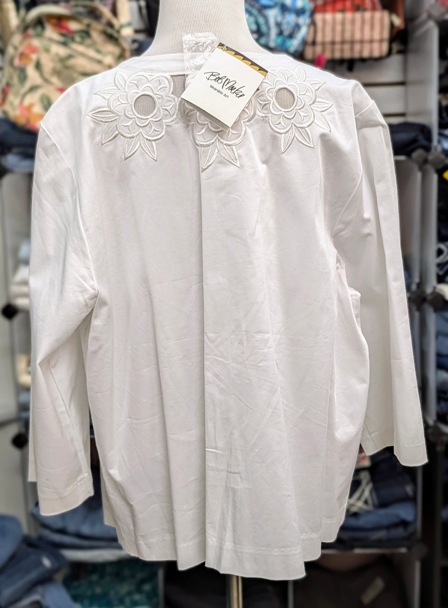 Bob Mackie White Blazer with Flowers in XL