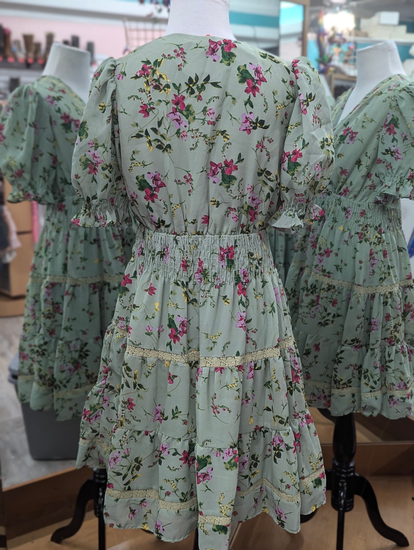 Taylor Light Olive Floral Dress in 4