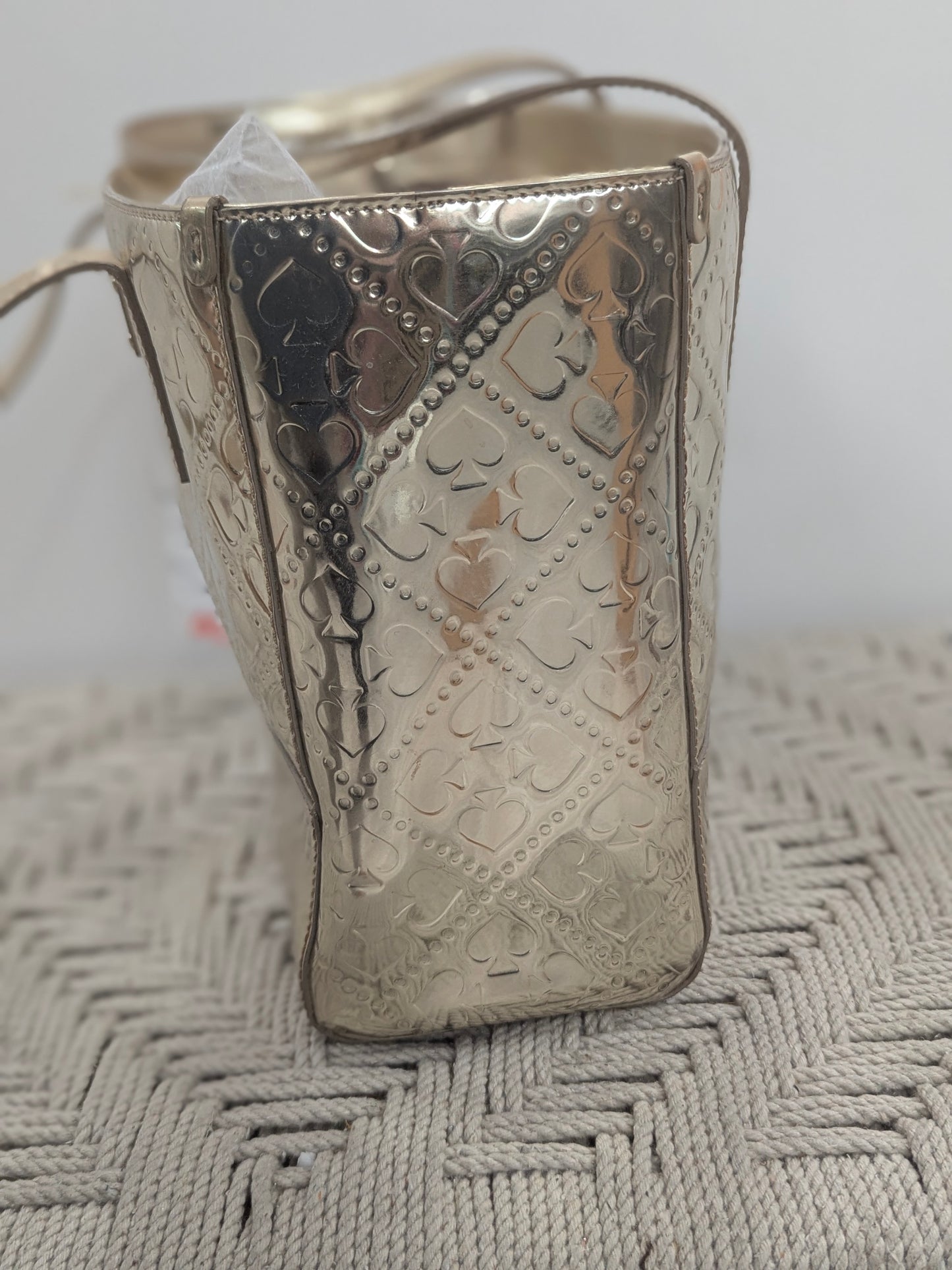 Kate Spade Quinn Beale Street Metallic Gold Embossed Tote Bag Handbag Purse