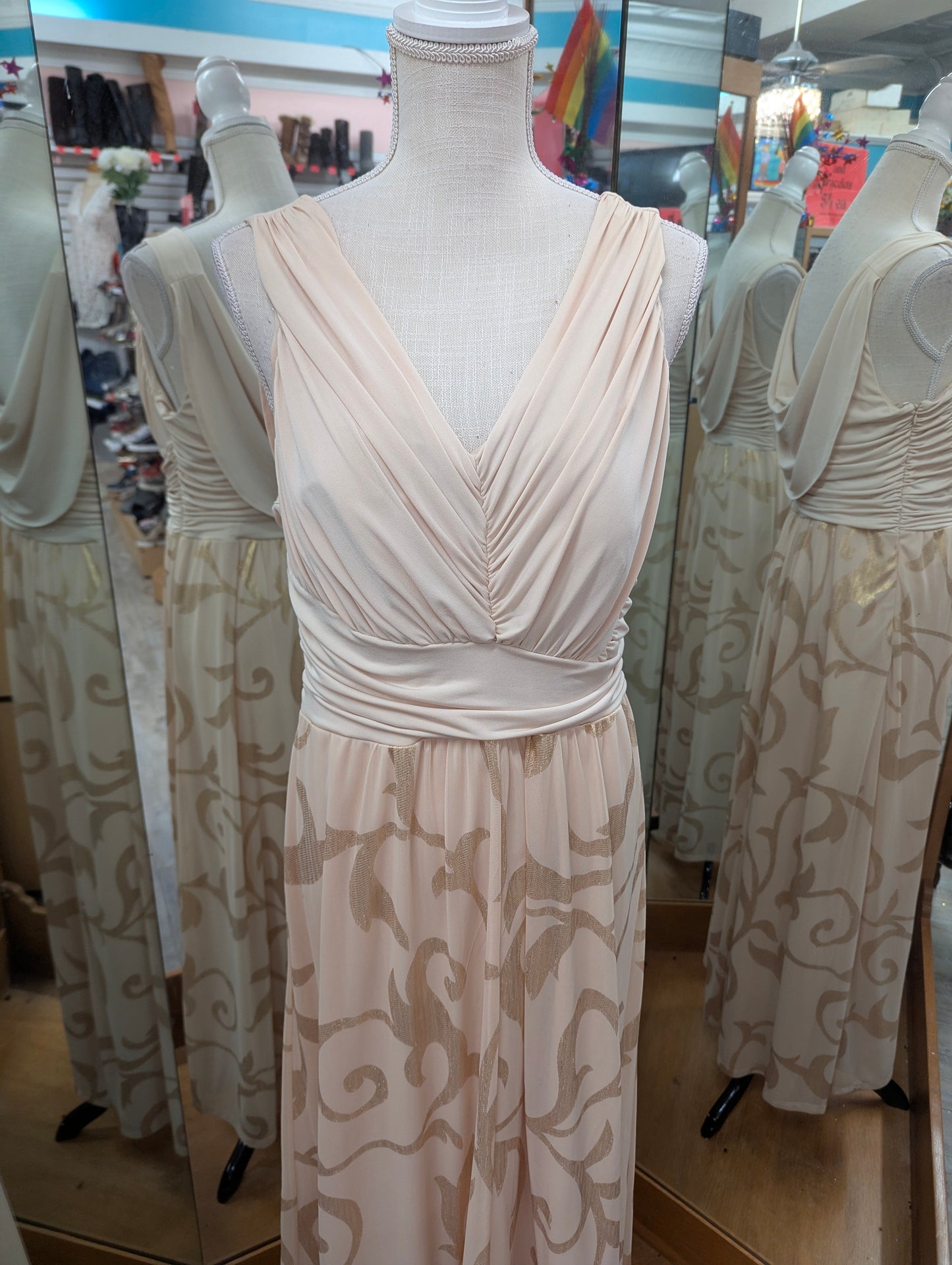 Sangria Beige Tank Gown in 16