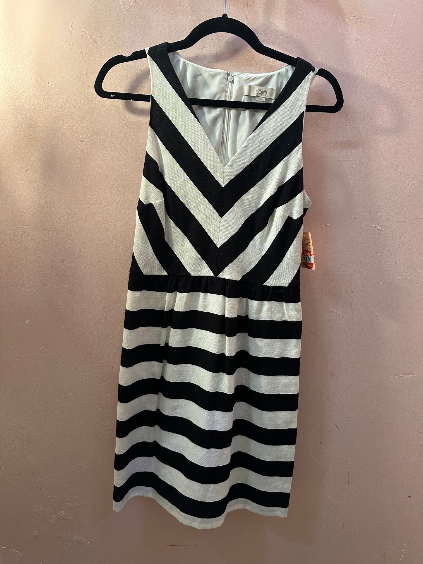 Loft Black and White Striped Dress