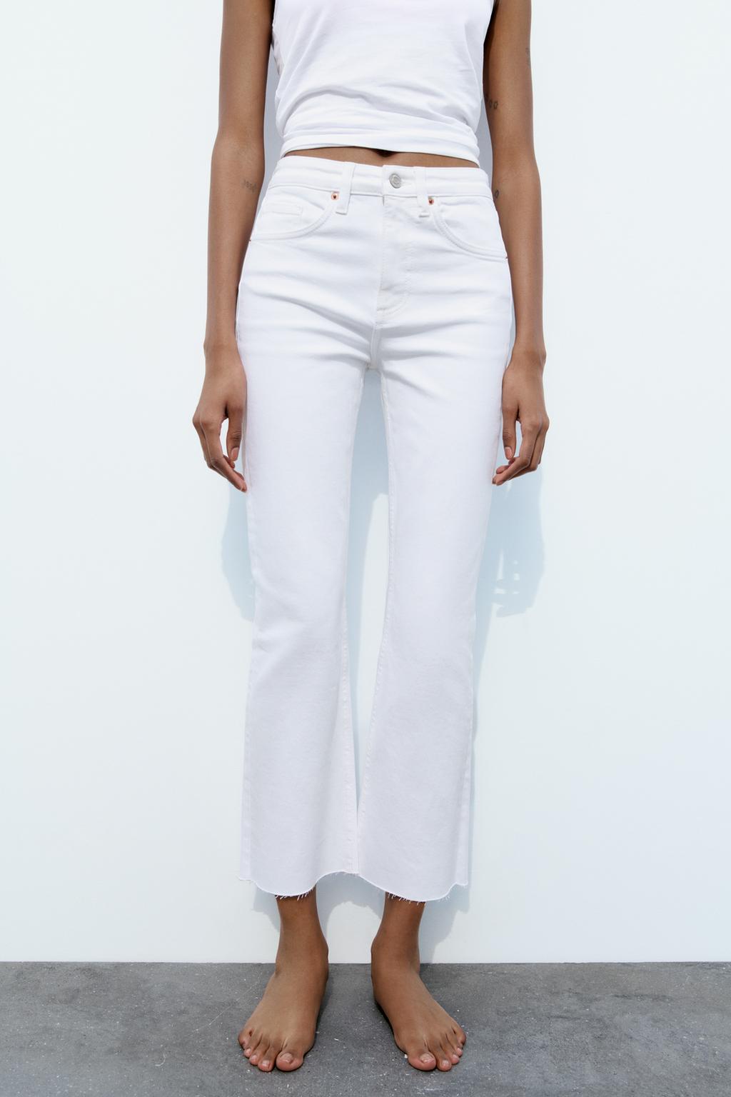 Zara White Flared Denim Jeans in 6