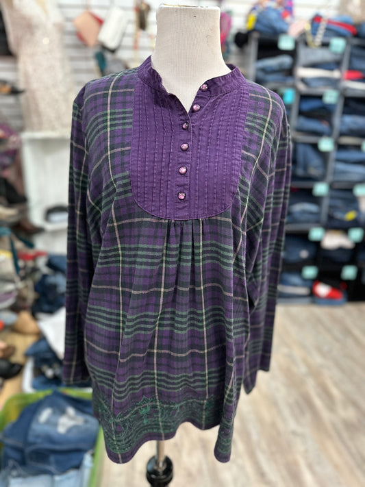 D & Co Purple Plaid Long Sleeve in 1X