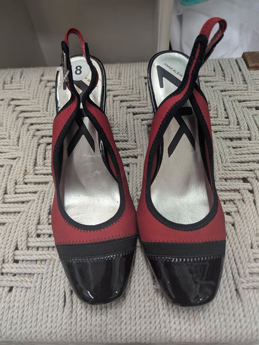 Ann Klein Sport Red and Back Sling Back Wedge in 8