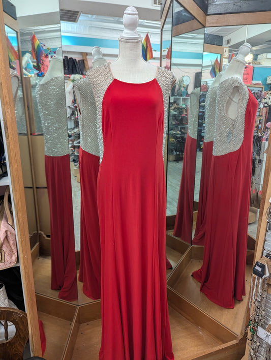 MSK Red Studded Formal Gown in 14