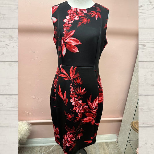 Calvin Klein Black and Red Floral Tank Top Dress