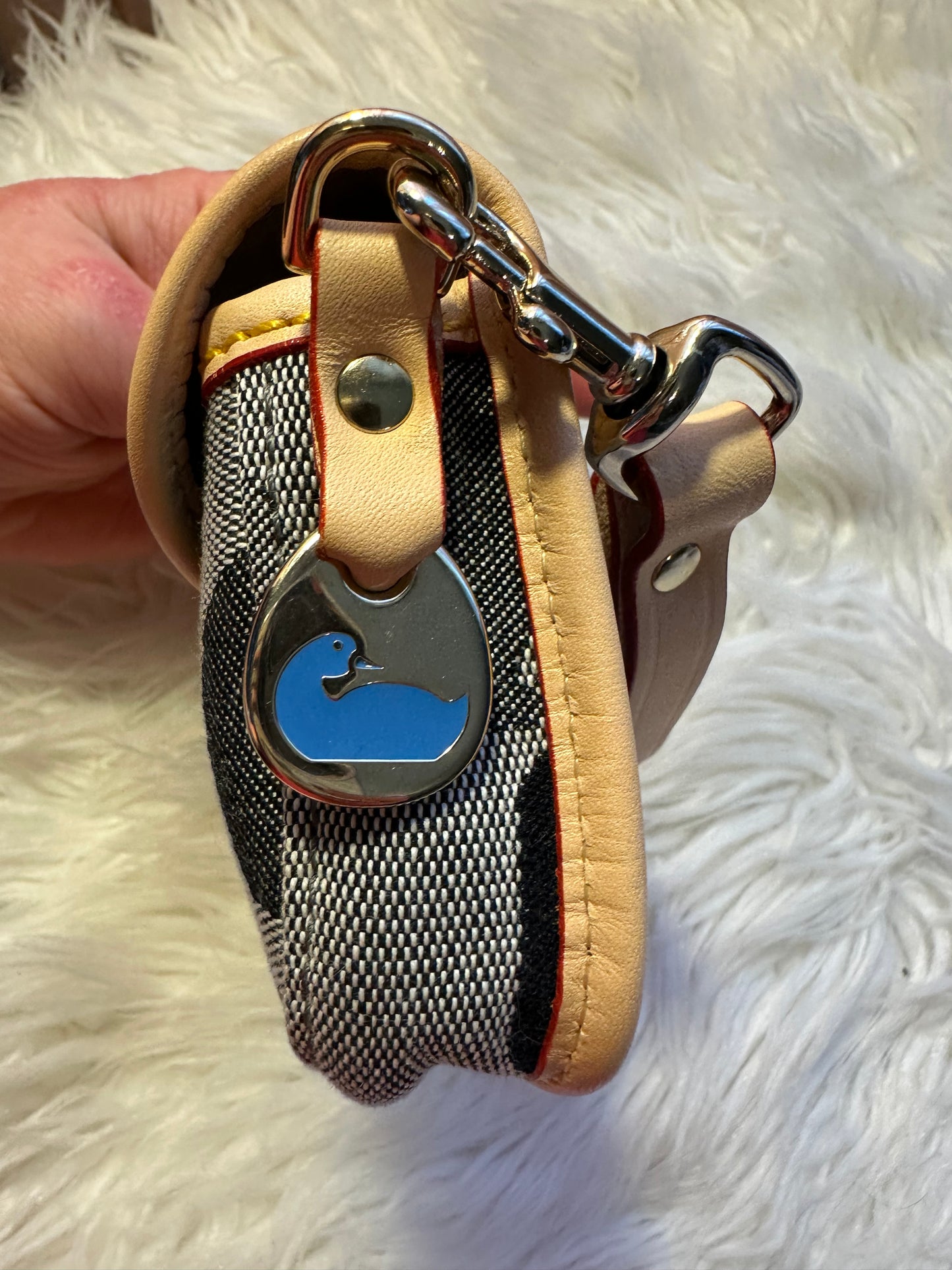 Dooney & Bourke Duck Print Flap Wristlet – Gray/Black with Leather Trim
