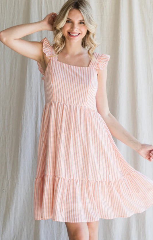 Jodifil Orange Checked Tank Top Dress