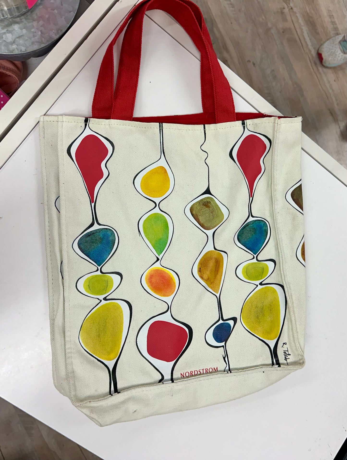 Ruben Toledo Canvas Tote Cream Multicolored Tote Bag For Nordstrom Colorful