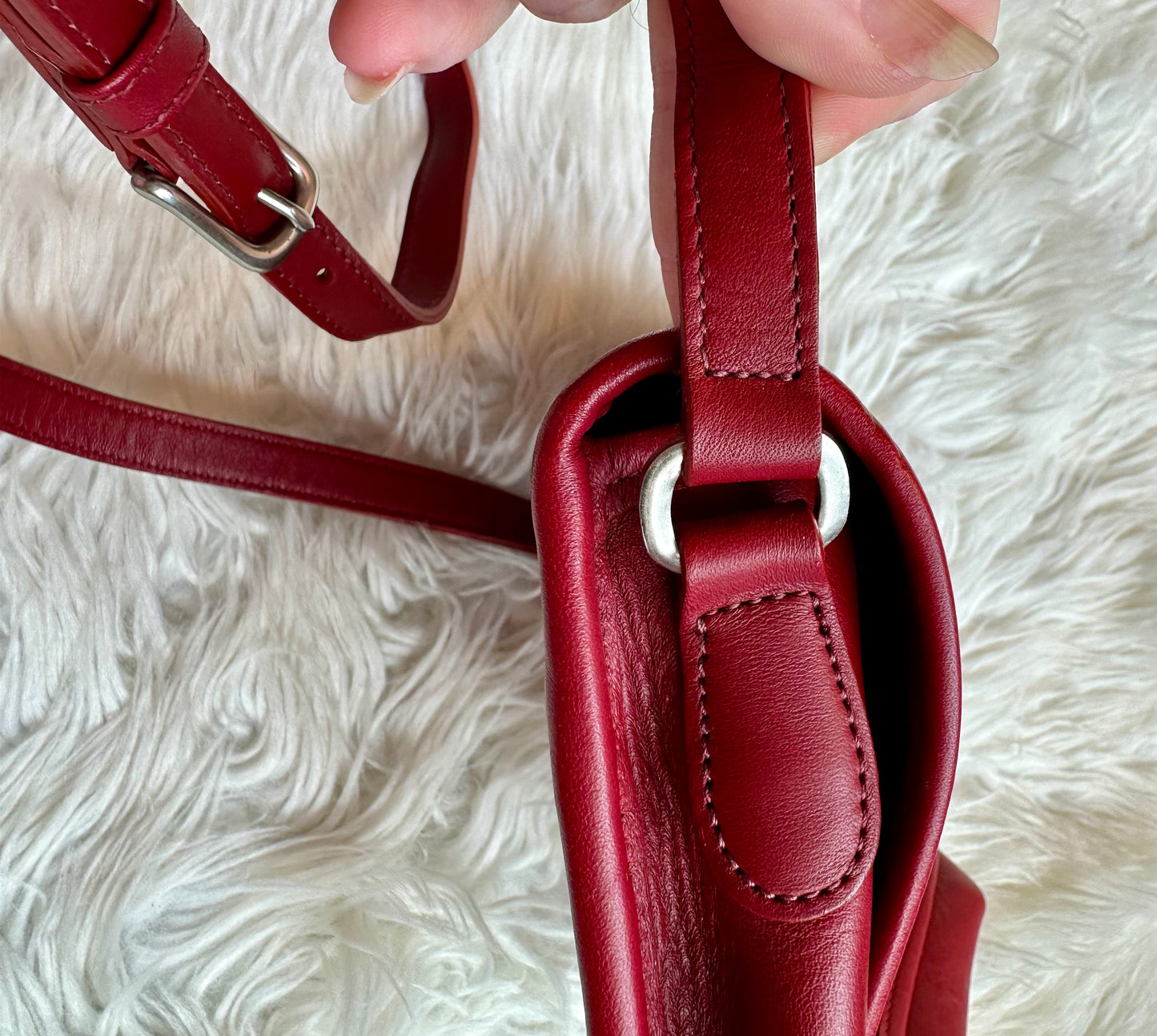 Vintage Coach Companion Flap Crossbody Bag Red Leather EUC Authentic 1990s Clean