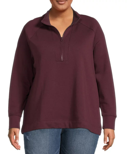 Terra & Sky plus size 2x. Purple 1/4 zip pullover. Preowned in good condition.