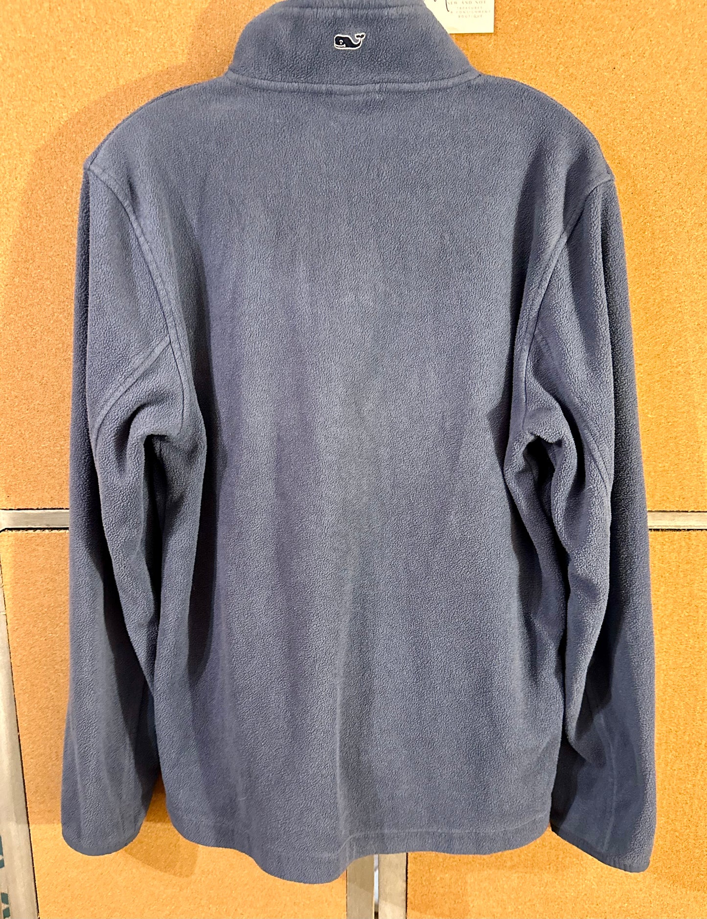Vineyard Vines Men’s Size Medium Blue Fleece Quarter Zip Pullover Green Trim