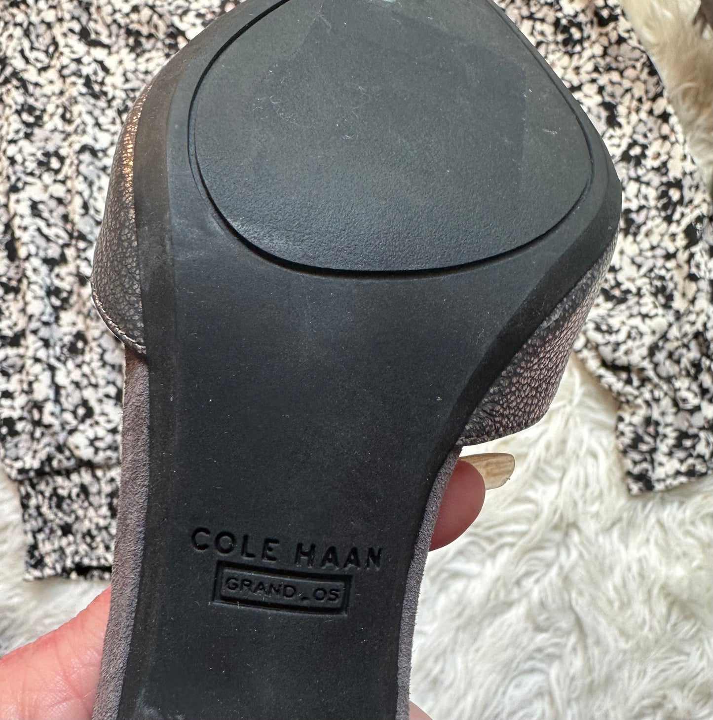 COLE HAAN Saybrook II D’orsay Ankle Strap Pump Gray Leather Suede Shoes Sz 9.5