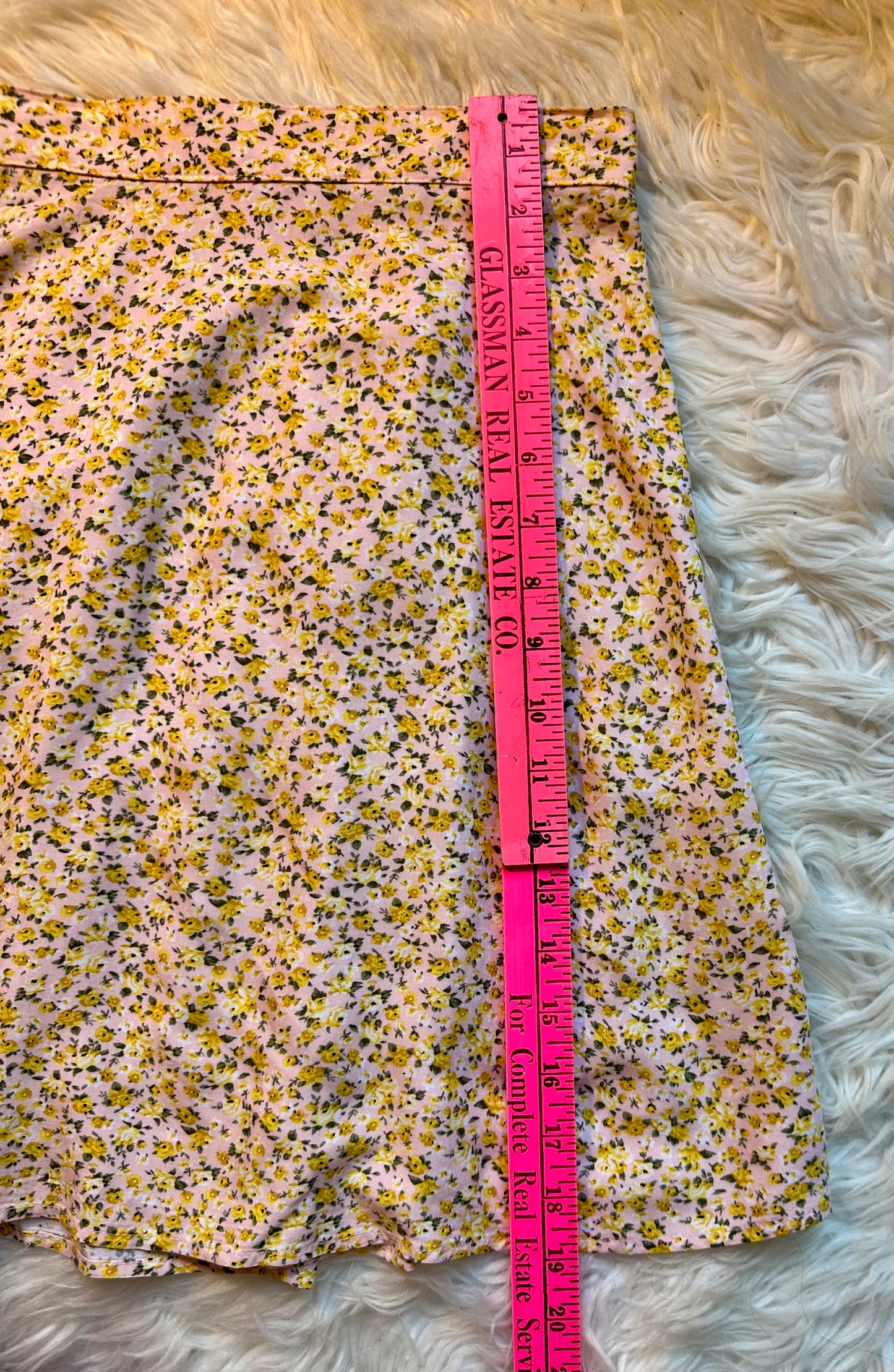 Old Navy Floral A-Line Skirt XS – Pink Yellow Rayon Viscose Pull-On Waist