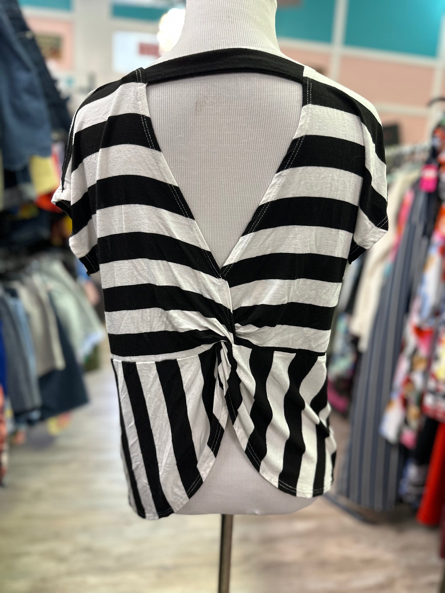 White Label Black and White Short Sleeve with Open Back in S