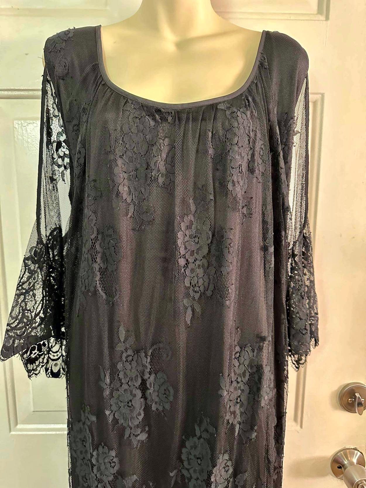 Torrid Insider Plus Size 6 Black Lace Cold Shoulder Trapeze Short Dress