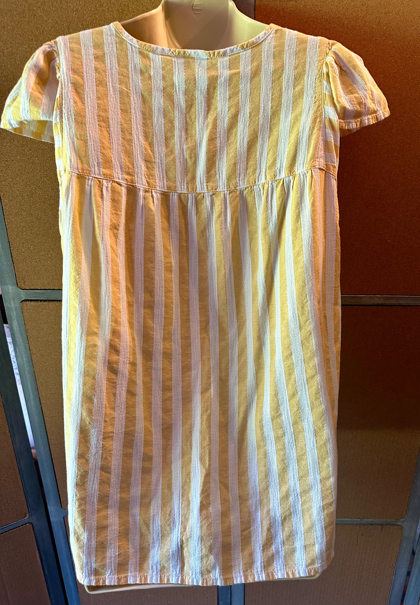St. John’s Bay Cotton Striped Top Light Mustard Yellow & Off White Size Small