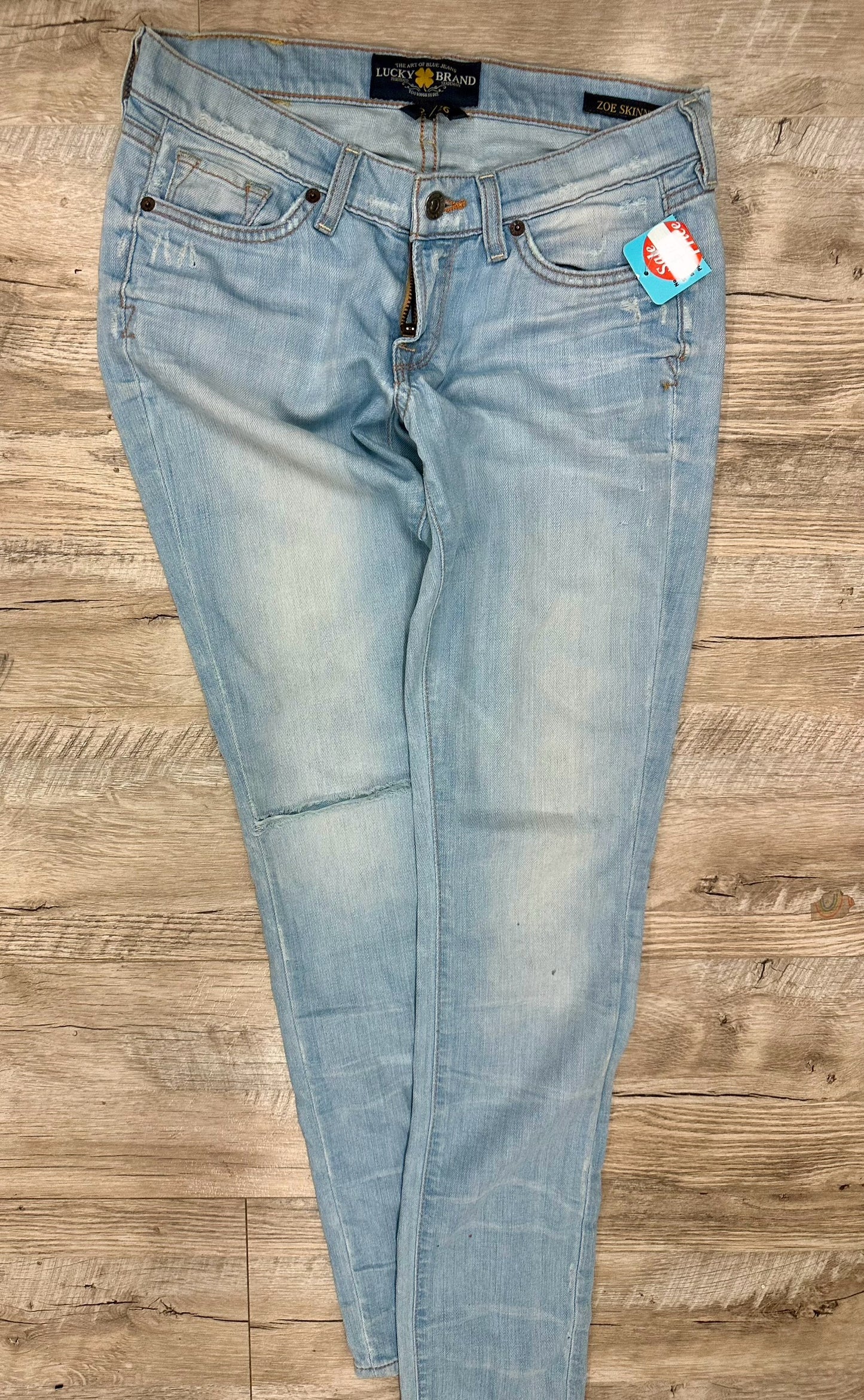 Lucky Brand Women’s Jean Zoe Skinny Ripped Distressed Light Wash Denim Size 3/26